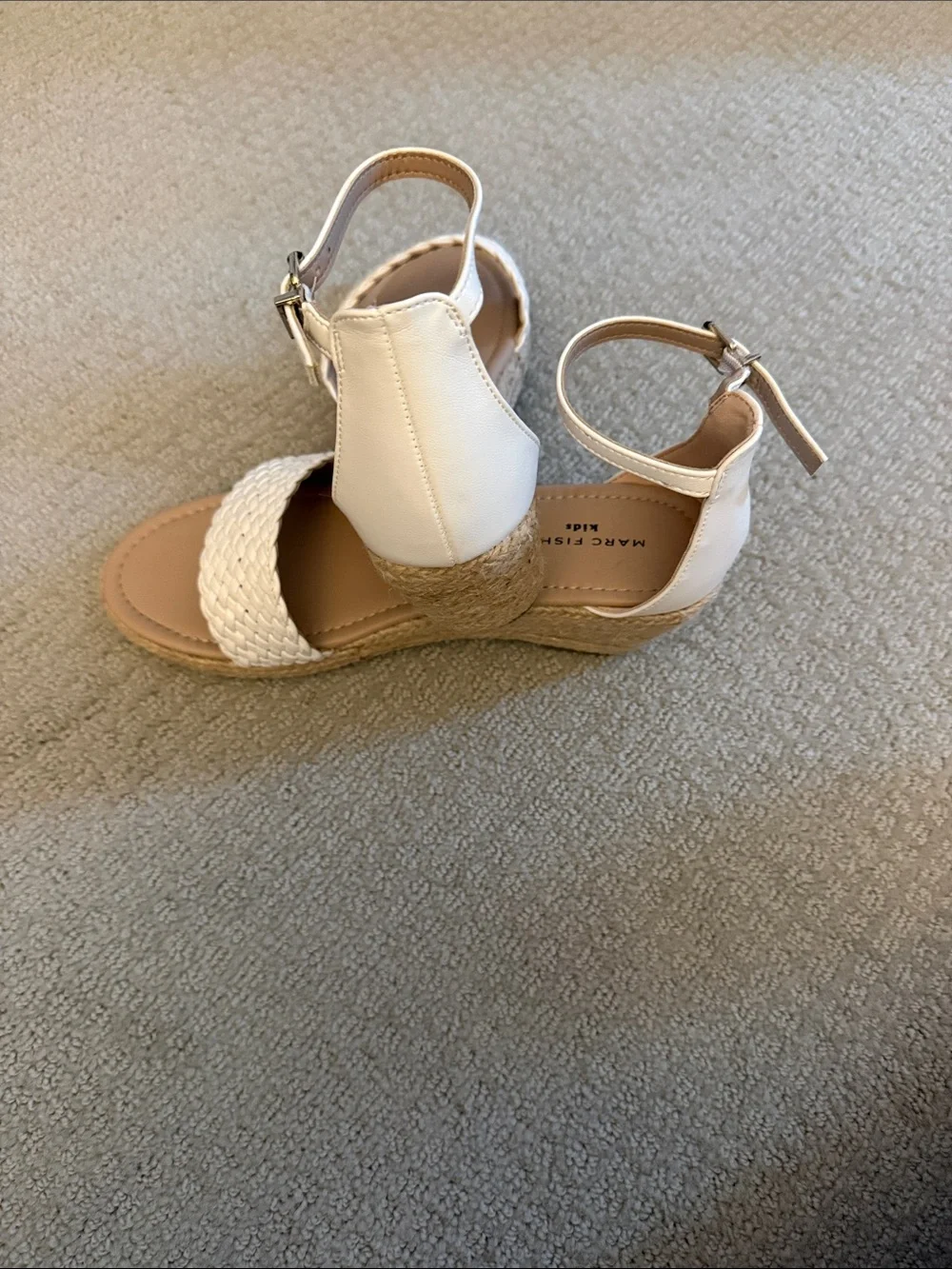 Marc Fisher Cream Braided Espadrille Wedge Sandals